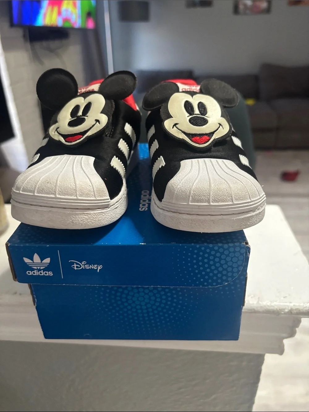 adidas Kids Mickey Mouse Black White Slip-On Sneakers